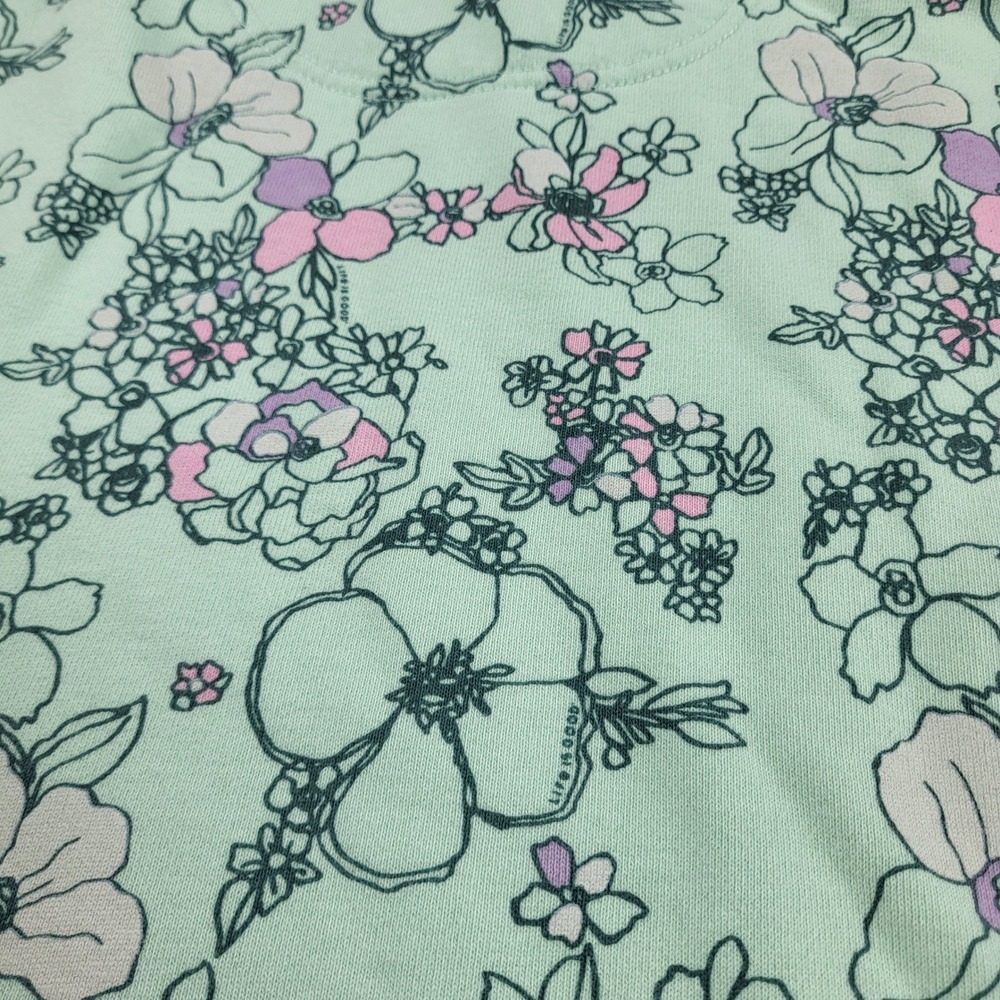 Life Is Good Womens Large Mint Green Floral Cotton Fleece Pullover Hoodie L - Picture 11 of 12
